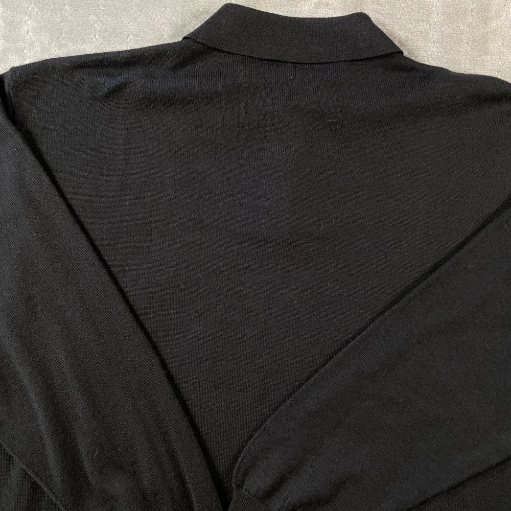 Fiji Sweater Polo Mens XL Black Long Sleeve Italy Knit Collared Office Preppy - Picture 7 of 9